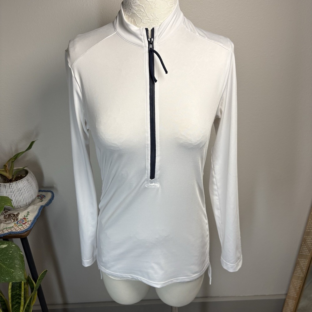 Carve Designs Womens Small ~ White Cloud Cruz Rashguard Long Sleeve 1/2 Zip Swim